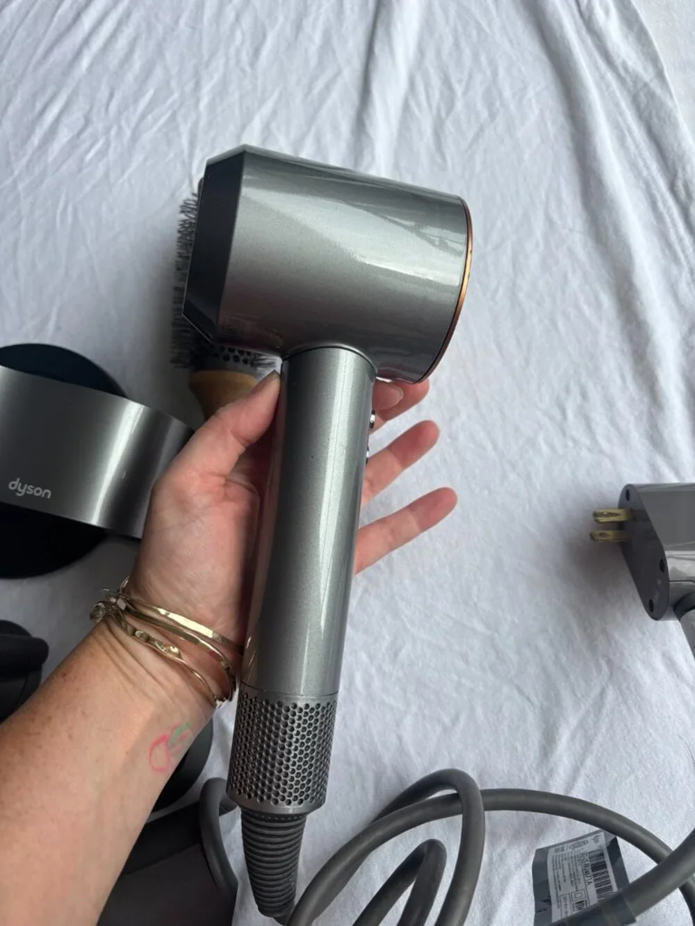 Dyson Supersonic HD07 Hair Dryer Gray Copper + Stand & Attachments
